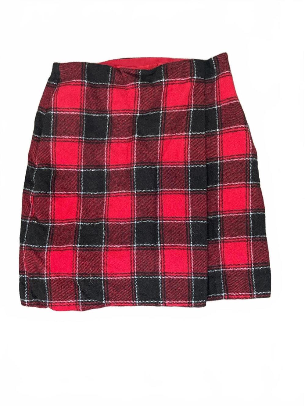 Talbots Women's Red and Black Plaid Flannel Wrap Mini Skirt Size 2 Fall Y2K 90's